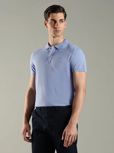Image of Solid Slim Fit Cotton Polo T-Shirt