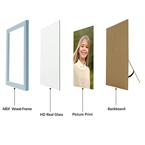 Picrit 4X6 Picture Frame Set Of 4, Made Of High Definition Real Glass, Photo Frames For Wall Mounting Or Table Top Display，Blue #TOP2