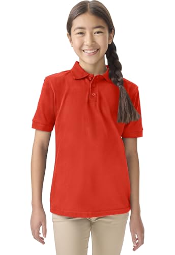 Image of Classroom School Uniforms for Boys and Girls Short Sleeve Pique Polo | Unisex Youth Shirt, Matching Ribbed Collar, Banded Sleeves, Three-button Placket, Comfortable Fit, School Uniform Essential