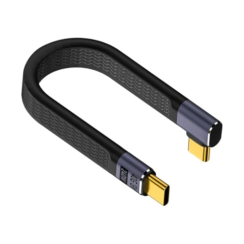 Image of MICROWARE 5inch Short USB C to USB C Cable, 240W 40Gbps Type C Fast Charging Cable, Flat & Flexible Right Angle Type C Cable, MacBook, Galaxy S23, External SSD (Right Angle)