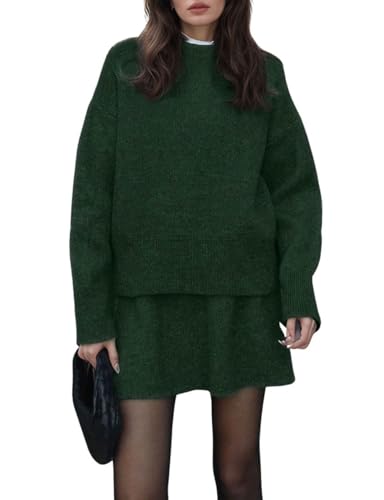 CHARTOU Women Sweater Skirt Sets 2 Pieces Outfits Loose Fit