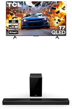 TCL 55-Inch T7 Series 55T7, 2025 Model 4K QLED with Dolby Vision HDR & Dolby Atmos Smart TV with Google TV + Q75H Q Class 5.1.2 Channel Soundbar with Dolby Atmos
