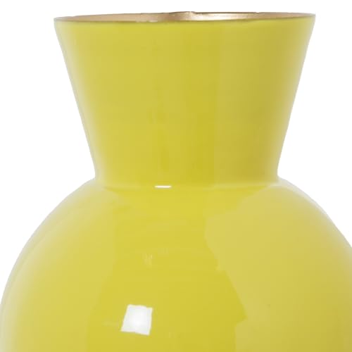 Vase en métal émaillé jaune incassable vase table 15cm