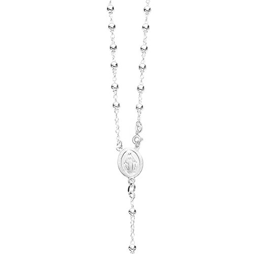 Ritastephens Italian Sterling Silver 3mm Rosary Bead Virgin Mary Cross Necklace, 20" - Image 4