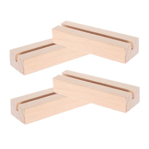 WEKADRIN Présentoir De Bureau En Bois Naturel Lot De 4, Support Calendrier Et Cartes Rigide, Socle 10 Cm Pour Présentations Et Événements