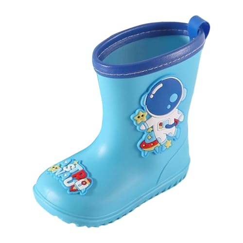 Botas de agua para niños y niñas, antideslizantes, ligeras, impermeables, con patrón de dibujos animados, para niños de 1 a 10 años, Blue, 26 EU