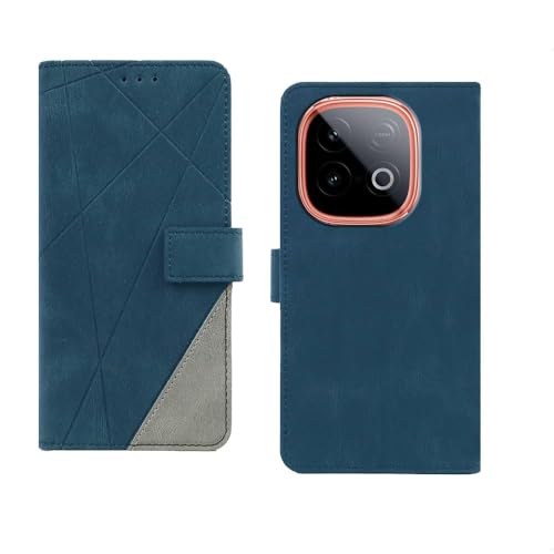 Image of amazon basics IQOO Neo 10 5G Flip Cover | Card Pockets Wallet & Stand | Flip Cover for IQOO Neo 10 5G (Blue with Grey)