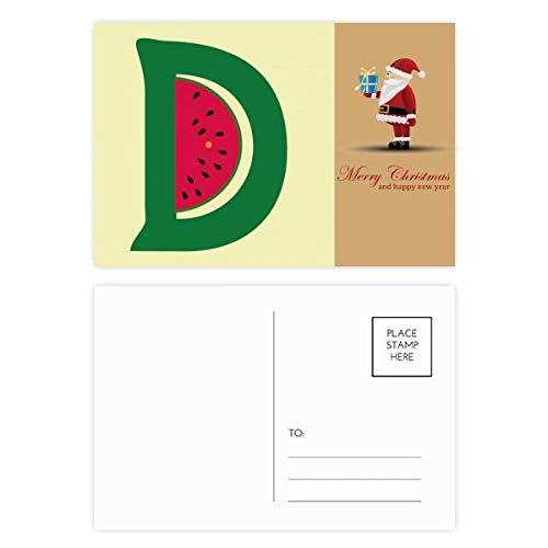 Cartes postales alphabet fruit pastèque lot de 20 illustrations Noël
