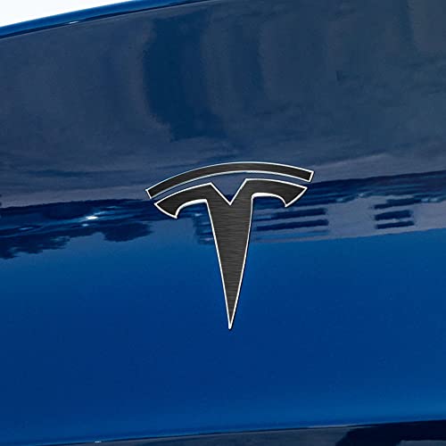 Image of IPG Compatible with Model Y Decal Sticker (8 Logo Set) Overlay Stickers Do it Yourself Stickers Set Personalize Your Tesla (Dark Brushed Aluminum)
