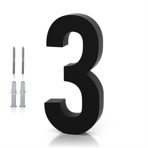 useNumber 6'' Stainless Steel Floating House Numbers for Outside, Black 3D Address Numbers and Letters for House/Garden/Out Door/Home/Store Signage With Nail Kit (3)