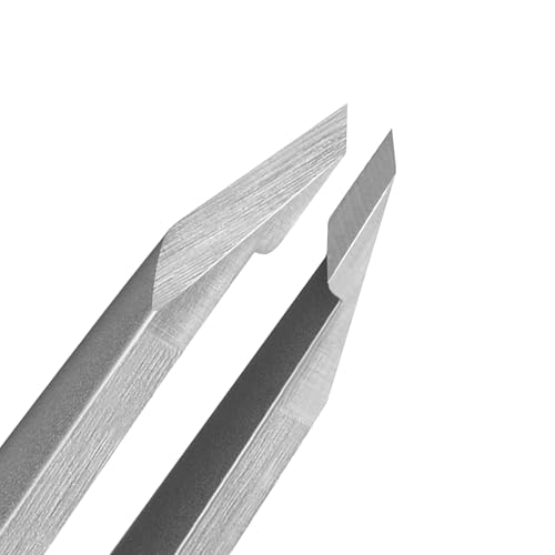 NILIYA Tweezers for Women Facial Hair, Precision Slant Eyebrow Tweezers, Sharp Plucker for Remove Hair and Blackhead, With Travel Case (Silver)