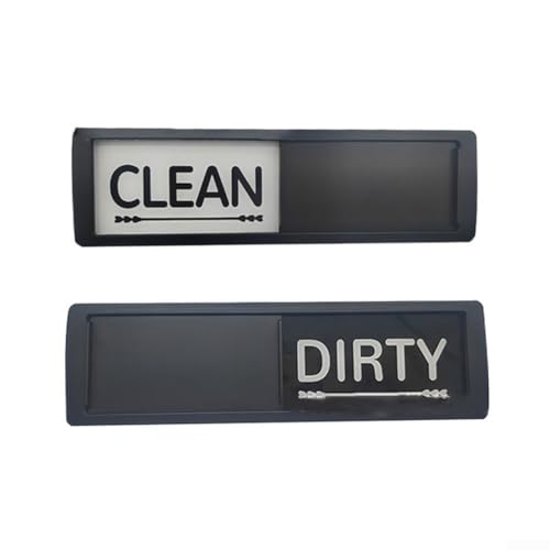 Letrero magnético deslizante Clean Dirty para puerta de lavavajillas con construcción de acrílico + ABS y diseño antiarañazos (negro)