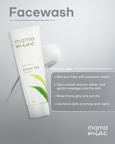 Image of MAMAMIAC Green Tea Deep Cleansing Face Wash - 100ml | For Bright & Clear Skin, Oil Control, Hydrating Cleanser