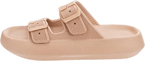 Image of BRONAX Pillow Slippers for Women and Men | Adjustable Double Buckle Shower Slides | Cushioned Thick Sole Sandals