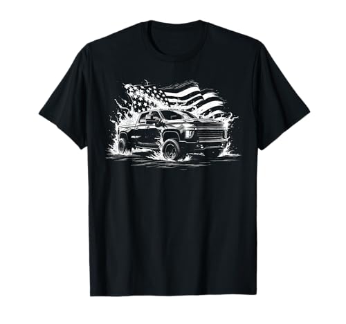 New Body Style Silverado Truck 2500 Crew Cab Patriotic Flag T-Shirt