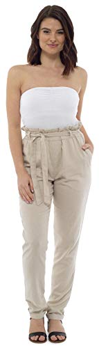 Price comparison product image CityComfort Ladies Linen Casual Trousers Holiday Elasticated Waist Womens Summer Pants Trousers with Pockets (14