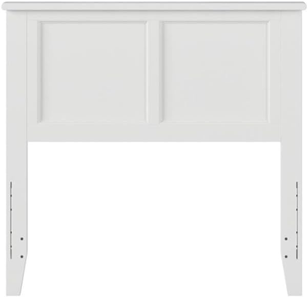 Pemberly Row Twin Wood Panel Headboard, White Finish, Solid Hardwood Construction, USB Charger with 2 Ports, Easy Assembly, 41.38 in x 43.63 in x 2 in, Classic Bedroom Furniture for Metal Bed Frames