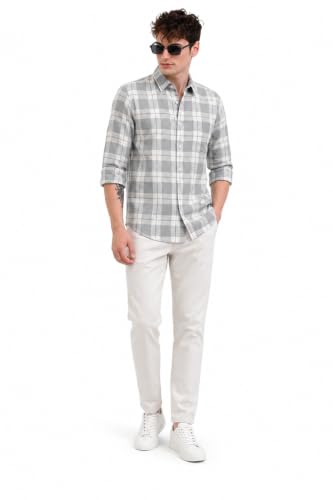 Image of Youth First Men's Cotton Blend Casual Shirt | Regular Fit Solid Full Sleeve Button Down Collared Shirts | Comfortable Formal Office Business Casual for Men