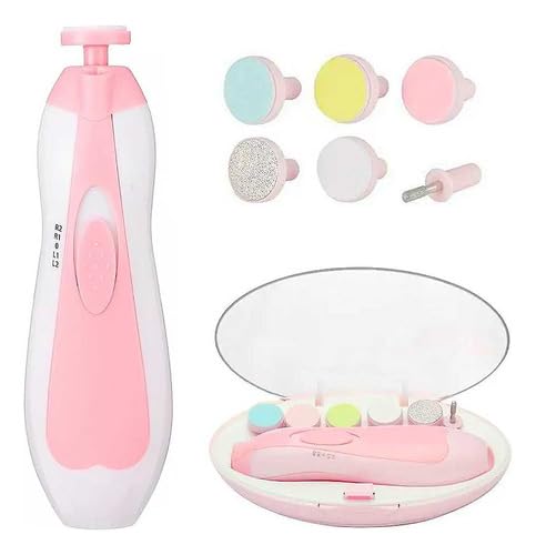 Lixa Cortador Aparador De Unha Bebe Eletrico Recem Nascido Kit Manicure Para Crianças Com 6 Tipos De