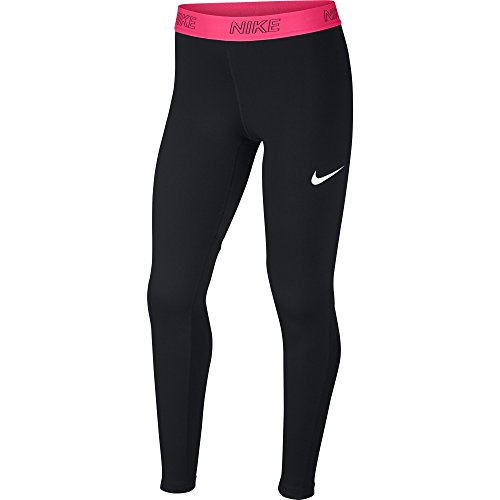 NIKE Girls  Victory Tights, Black Racer Pink White, Large