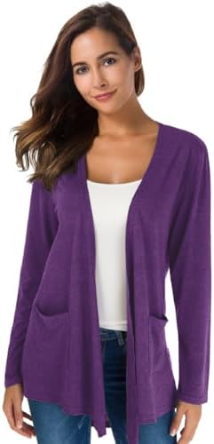 TownCat Cardigans for Women Loose Casual Long Sleeved Open Front Breathable Cardigans with Pockets