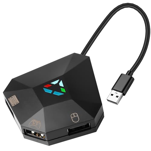 Behogan Tastatur und Maus konverter f&uuml;r N-Switch, Adapter Maus Tastatur f&uuml;r PS4/PS3/XBOX ONE/360, Kabelgebundener Tastatu r- und Mausadapter, 1 Typ-C und 3 Micro-USB