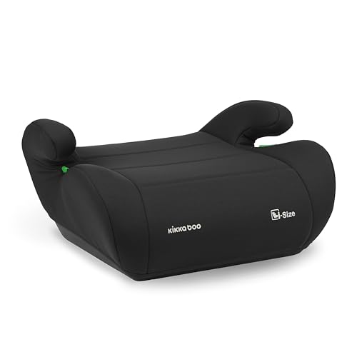 KikkaBoo Alzador Coche Niño i-UP, i-Size, 125-150 cm, Silla Coche Grupo 3, de 7 a 12 años, de 22 a 36 kg, Elevador Coche, Fácil Instalación con Cinturón, Negro