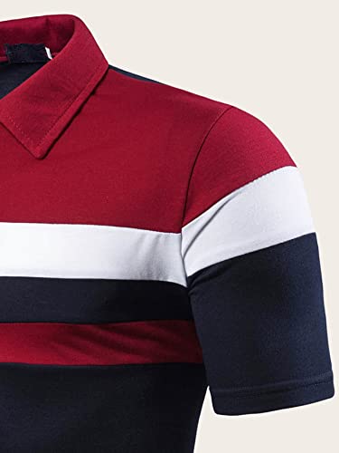 SOLY HUX Camisa polo masculina de golfe Color Block Camisa de tênis manga curta casual trabalho cami