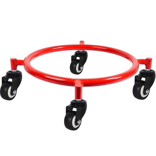 Image of Gas Cylinder Trolley with Wheels - Red | Heavy Duty Stainless Steel LPG Cylinder Stand | 360 Smooth Rolling Double Bearing Casters | Rust Resistant Cylinder Holder for Kitchen & Home