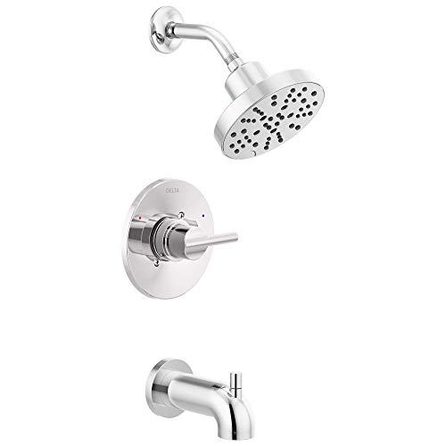 Delta Faucet Nicoli 14 Series Single-Handle Tub and Shower Trim Kit, Shower Faucet with 5-Spray H2Okinetic Shower Head, Chrome 144749 (Shower Valve Included)