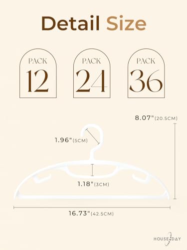 House Day White Plastic Clothes Hangers, Heavy Duty Coat Hangers 12 Pack, Premium Thick Wide Shoulder Suit Hanger With Non-Slip Hook, Space Saving Hangers For Shirts, Sweaters thumb #6