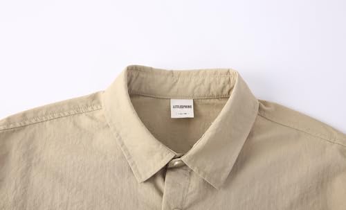 LittleSpring Boys Long Sleeve Button Down Shirts with Pockets 4-16 Years3