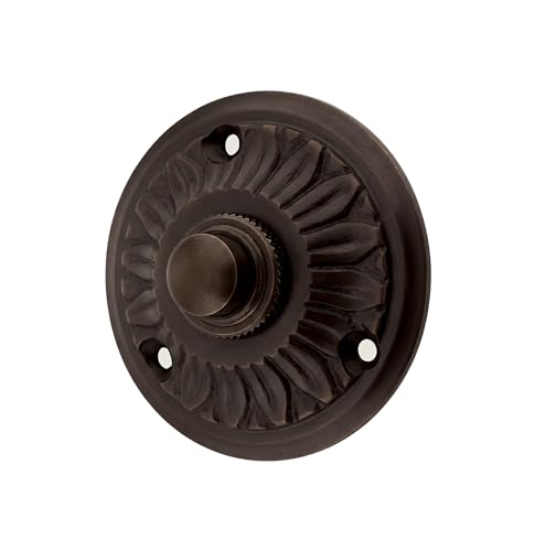 Ventano Antike Türklingel Unterputz (Rund, Ø 58mm) – Massive Messing Klingelplatte dunkel patiniert – Vintage Haustür-Klingel im Gründerzeit-Stil, Wetterfest & Handgefertigt