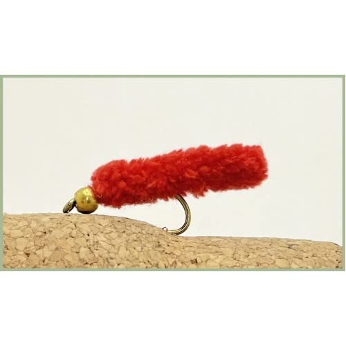 Trout Flies, 6 Pack Red Mop Flies, Wotsits, Size 10, Fishing Flies