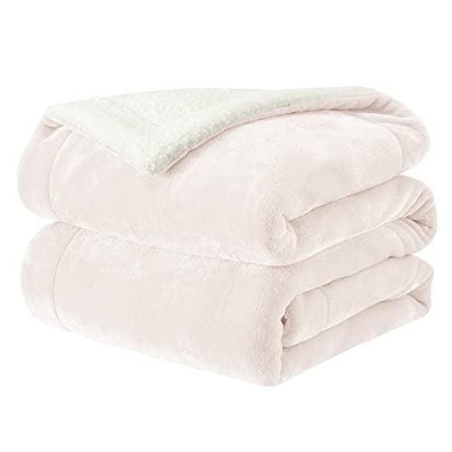 Se Softexly Fleece Sherpa Throw Blanket For Girls,Super Soft Mink Fleece Couch Blanket Luxurious Plush Blanket Throw Size, Cream White Blanket For Adults - 50"X 60" #TOP12