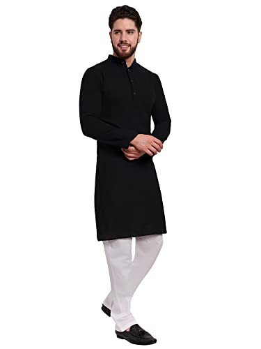 Kurta Pyjama pour Homme SKAVIJ Noir - Finis les Pyjamas Serrés Grâce à la Coupe Ample - 4