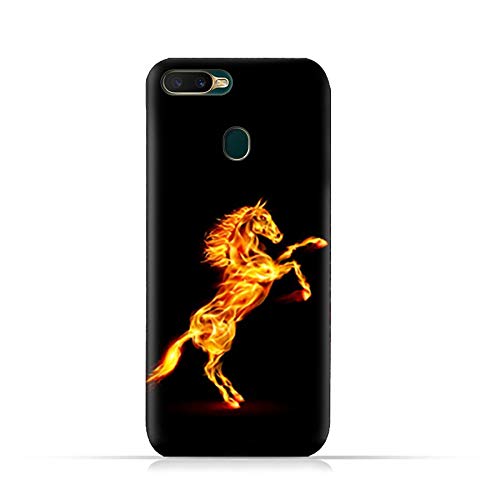 AMCDesign Oppo A7 TPU Silicone Soft Protective Case with Horse on Flame Pattern