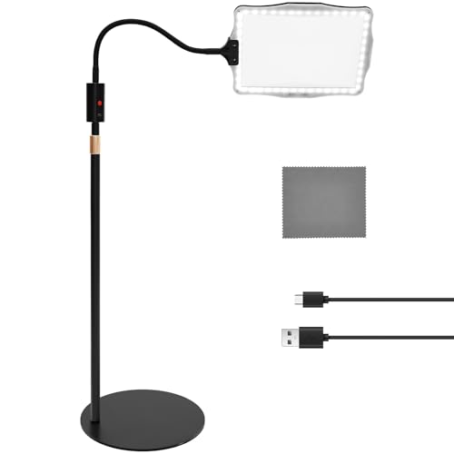 XXLAUBBD Hands Free Floor Magnifying Lamp 48LEDs Lighted 360° Flexible Gooseneck Stand Reading Close Work Repair Craft