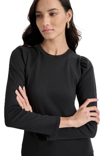 DKNY Women's Puffsleeve Longsleeve Comfortable Soft Tops