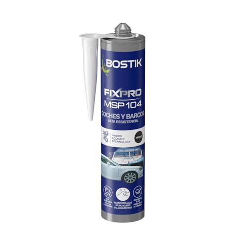 Bostik Fixpro Msp 104 Coches Y Barcos, Negro - Adhesivo De Fijación, Sobre Todos Los Soportes, Agarre Inmediato, Resistencia A Temperaturas, Fácil Aplicación, Interior Y Exterior, Cartucho 290 Ml