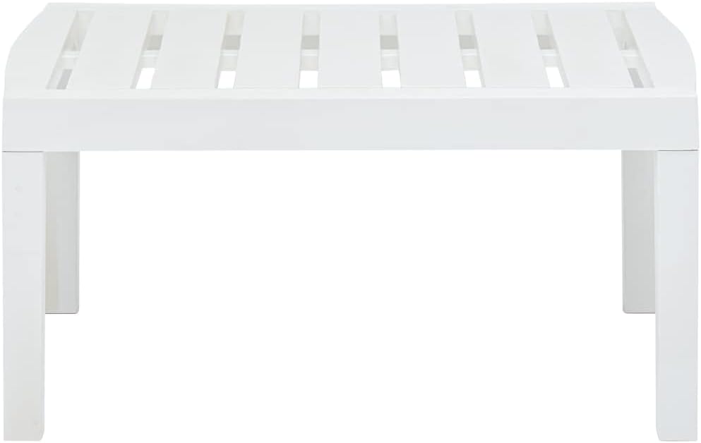 Vintage Patio Coffee Table, Patio Dining Table with Wooden Frame, Outdoor Coffee Side Table for Outside Patio, Patio Table White 30.7"x21.7"x15" Plastic