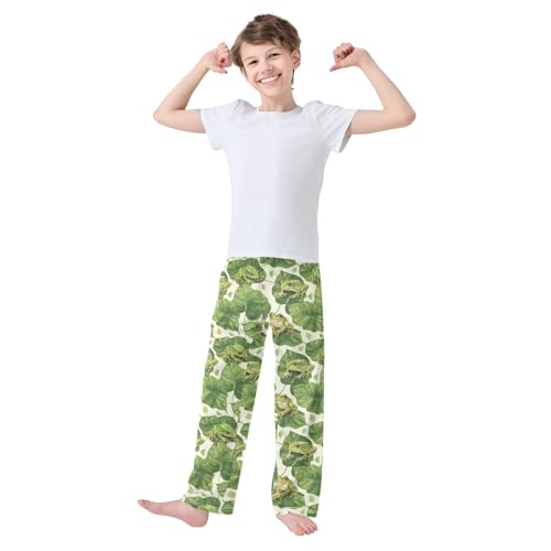 Frog and Leaf Boys Long Pants Soft Trousers Elastic Waist Kids Lounge Bottoms with Pockets S-XL2
