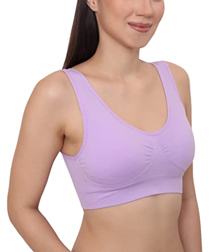 Image of GLAMORAS Women Nylon Elastane Lightly Padded Non Wired U Back Sports Bra | Seamless Stretchy Low Impact Yoga Workout Bra with Removable Pads - Size- Small to 4XL