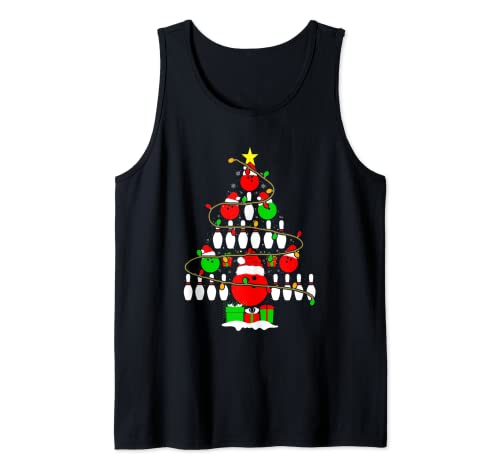 Árbol de bolos de Navidad Torneo de bolos de Navidad Fanático Camiseta sin Mangas