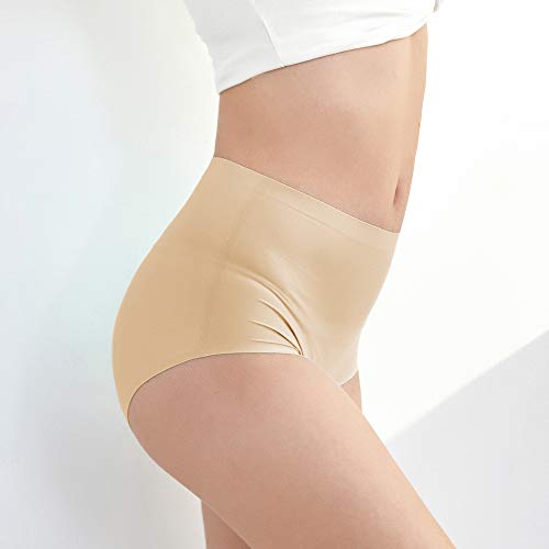 Fallsweet No Show High Waist Briefs Underwear For Women Seamless Panties Multi Pack (Black2Beige2Pink1, L) #TOP2