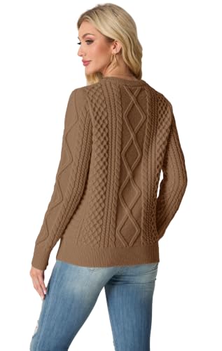 Image of GRECERELLE 2026 Womens Fall Winter Long Sleeve Casual Pullover Sweater Tops | Crewneck, Cable Knit, Chunky, Vintage Style, Anti-static(XS-2XL)
