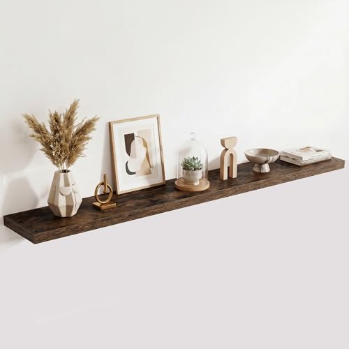 Image of Acovy 10 inch Extra Deep Floating Shelves for Wall, 72 inch Long Wood Wall Shelves Set of 1 for Bathroom Bedroom Kitchen Living Room Laundry Room, Modern Floating Shelf for Home Decor