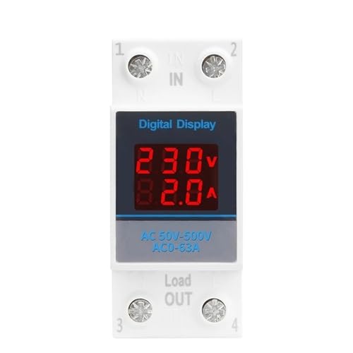 Voltmètre modulaire CA 50-500V rail 35 mm indicateur de courant monophasé ampèremètre 63A