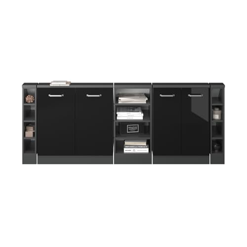 Vicco Set Di Mobili Sottotetto Nero Lucido/Antracite Set Di 5 - 8