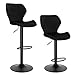 WOLTU Set di 2 Sgabelli da Bar con Schienale e Poggiapiedi Girevoli a 360° Sedia Alta da Cucina con Seduta Regolabile tra 60-82cm in Velluto e Metallo Nero BH324sz-2